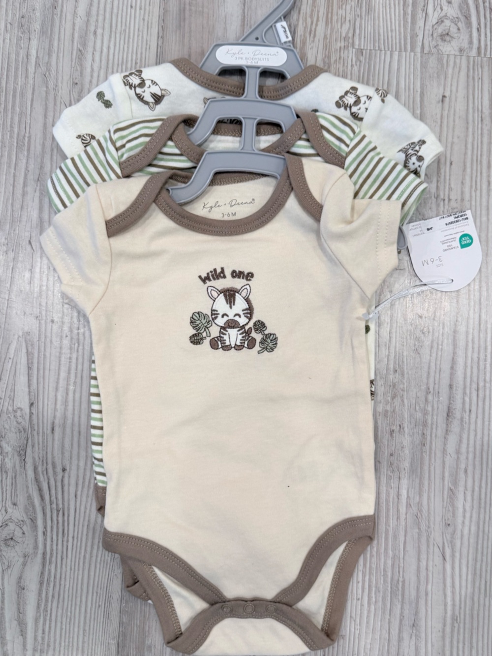 Kyle & Deena Baby 'Wild One' Cream Bodysuit Set - 3-Pack